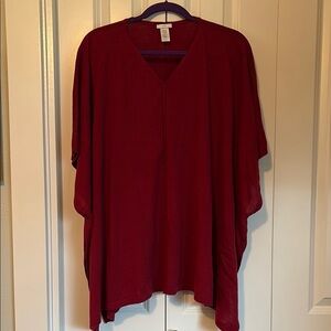 J. Jill Burgundy Wool Blend Poncho